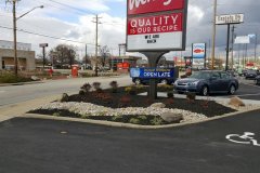 New landscaping with dry creekbed